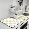 Checkered Dish Drying Mat for Kitchen, Coffee Station Mats by BLESWIN