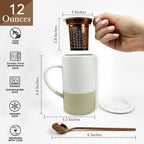 Mora Ceramics Tea Cup with Loose Leaf Infuser, Spoon and Lid, 12 oz, Microwave - Image 2