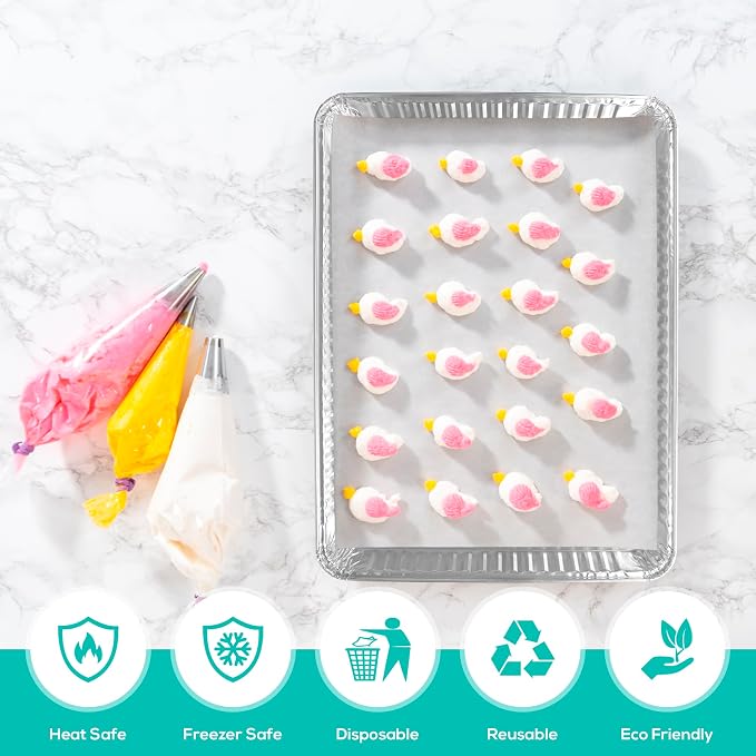 PLASTICPRO Aluminum Pans 20 Pack Disposable Cookie Sheets 13 x 17 Baking Pans - Image 3