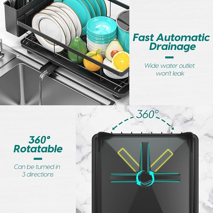 MERRYBOX Dish Racks for Kitchen Counter, 2025 Upgrade Large Sink Dish Drying - Image 7