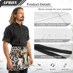 Server Apron with 3 Pockets, Waterproof Oil Waitress Waiter Half Apron - Image 6