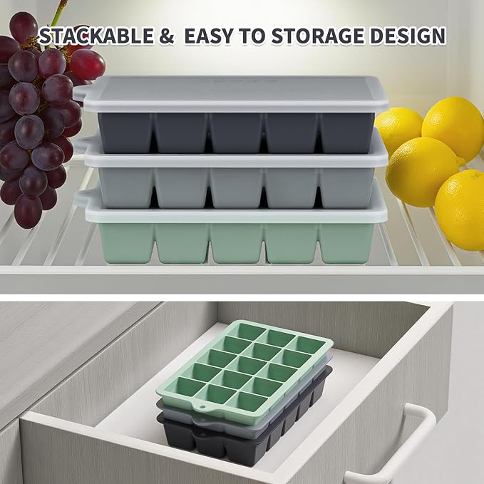 Silicone Ice Cube Tray 3 Pack, HANCELANT Ice Cube Mold, Ice Trays - Image 5