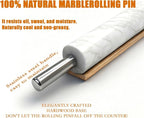 White Marble Rolling Pin with Stainless Steel Handles Baking Set - Image 3
