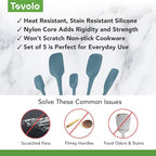 Tovolo Flex Core 5 Piece Silicone Spatula Set Heat Resistant All Silicone - Image 3