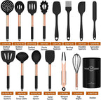 Silicone Cooking Utensil Set, Umite Chef Kitchen Utensils 15pcs Cooking - Image 2