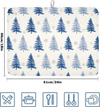 Winter Dish Drying Mat 18 x 24 Inch Blue Tree Dish Drying Pad Absorbent - Image 2