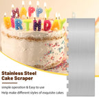 8.7 Inche Stainless Steel Cake Scraper，Double Sided Patterned Edge Stripe Edge - Image 5