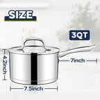 LIANYU 3 qt Saucepan, Stainless Steel Sauce Milk Pan - Image 2