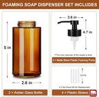 GMISUN Glass Foaming Soap Dispenser, 10 Fl oz / 300ml Amber Glass Soap Dispenser - Image 6