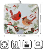 Winter Cardinal Bird Dish Drying Mat - Image 2