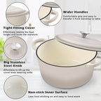 TeamFar Enameled Cast Iron Dutch Oven, 7qt Dutch Oven Pot Nonstick Cookware - Image 3