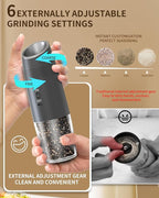 CIRCLE JOY Gravity Electric Salt and Pepper Grinder Set Rechargeable Automatic - Image 4
