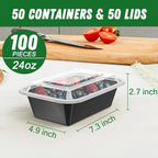 Dealusy 50 Pack 24 oz Meal Prep Containers Reusable - Image 2