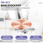 TeamFar 6QT Stainless Steel Stock Pot, Tri-ply Base Cooking Pasta Sauce Soup Pot - Image 4