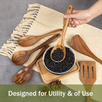 AIUHI 10 Pack Wooden Spoons for Cooking, Teak Wood Kitchen Utensils Set for Non - Image 4