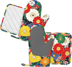 Oven Mitts and Pot Holders Flower Ethnic Art Pattern Silicone Kitchen - Image 2