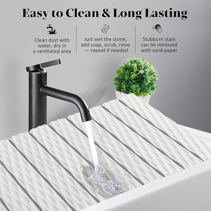Stone Dish Drying Mats for Kitchen Counter, Fast Drying Collapsible Dish Drying - Image 5