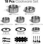 CAROTE 18pcs Stainless Steel Cookware Set - Image 2