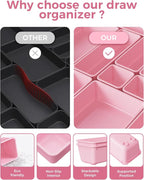 BiuLeon 25 PCS Plastic Drawer Organizers Set, 4-Sizes Vanity and Makeup - Image 5