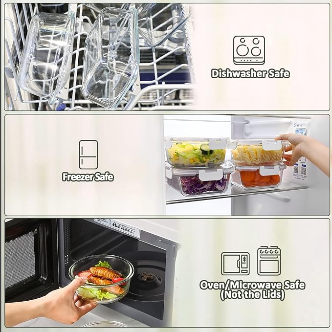 30 Pieces Glass Food Storage Containers - Image 4