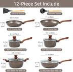 12Pcs Pots and Pans Set, Nonstick Cookware Sets, Non Stick Pots and Pan Set - Image 2