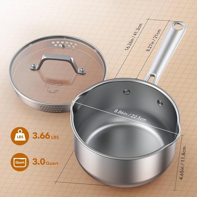 PekGema Stainless Steel Saucepan 3 Quart - Image 5