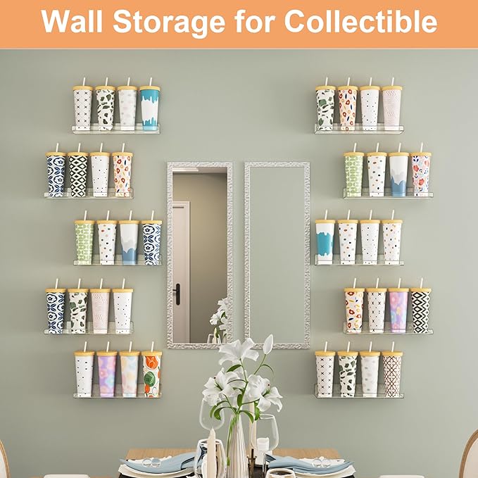 upsimples 10 Pack Acrylic Shelves Wall Organizer and Storage, Toy Cars - Image 5