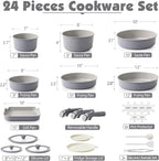 SENSARTE 24 Piece Ceramic Pots and Pans Set, Nonstick Detachable Handle Cookware - Image 2