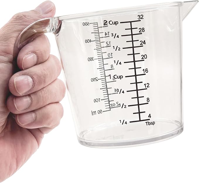 2 Cup Measuring Cup, Laser-Etched oz/cup/mL/Tbsp, Plastic Measuring Cup by NaNaPaly
