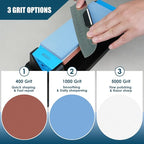 Large Knife Sharpening Stone, Tri-Stone Knife Sharpener, 3 Sides Grit - Image 3