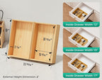 Bamboo Kitchen Drawer Organizer Boxes – 9" x 6" Stackable Wood Silverware - Image 2