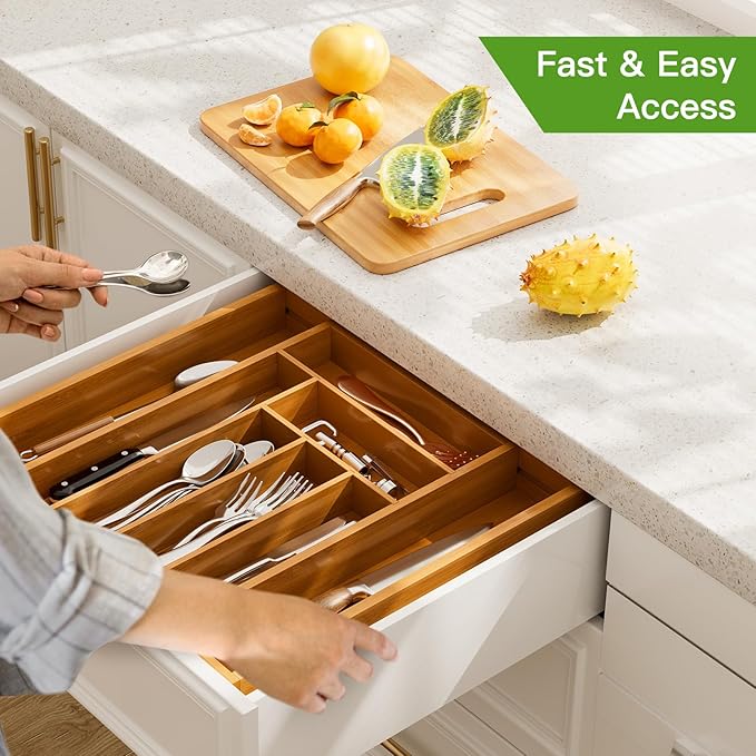 Pipishell Bamboo Expandable Drawer Organizer - Image 6