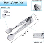 6PCS Mini Serving Tongs, 4Inch Rose Stainless Steel Sugar Cube Tongs, Sliver - Image 2