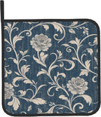 Navy Blue Oven Mitts and Pot Holders Vintage Floral Kitchen Accessories Set of - Image 9
