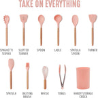 GreenLife 11 Piece Silicone Utensil Crock Set, Nonstick Kitchen Tools, Slotted - Image 3