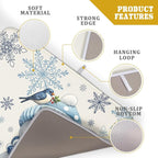 Winter Snowman Dish Drying Mat for Kitchen Counter 18x24 Blue Snowflake Bird - Image 4