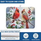 Winter Cardinal Birds Dish Drying Mat, Holly Berry Branches Dish Drying Mat - Image 5