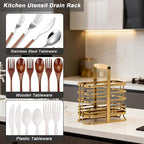 Caliamary Utensil Holder, Stainless Small Stainless Steel Cutlery Drainer Caddy - Image 6
