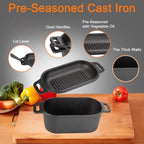 2-in-1 Pre-Seasoned Cast Iron Dutch Oven Pot - Image 5