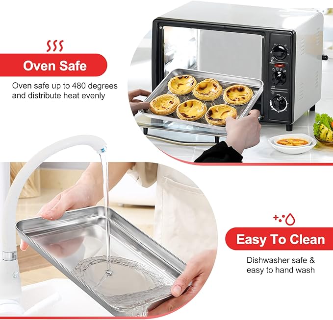 Stainless Steel Baking Sheet Cookie Tray, Cookie Sheet - Image 4