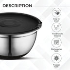 AVADOR Premium Brushed Stainless Steel Mixing Bowls Sets, Space Saving - Image 3