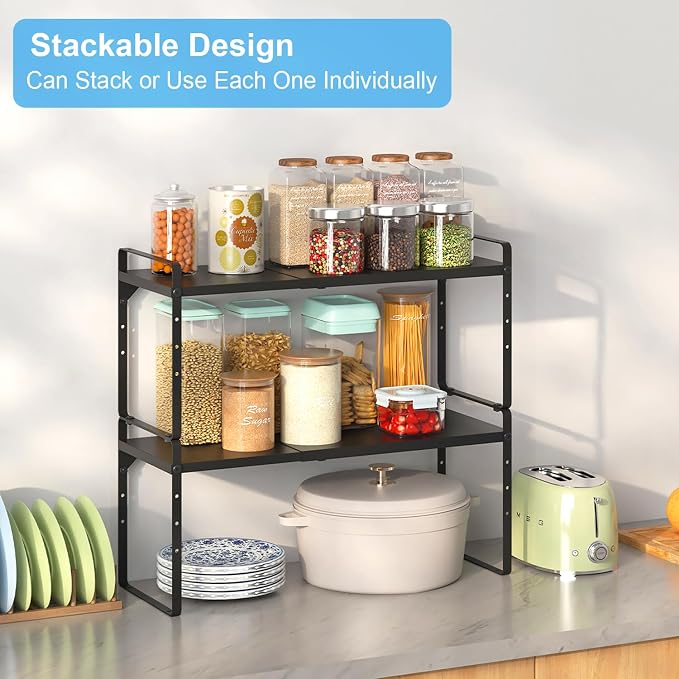 15.5 to 25.5 Inch Kitchen Cabinet Shelf Organizers, Adjustable Kitchen Counter - Image 6