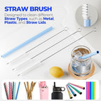 Holikme 6 Pack Bottle Brush Set, 3 Straw Brushes, 3-in-1 Bottle Cleaning Brush - Image 4