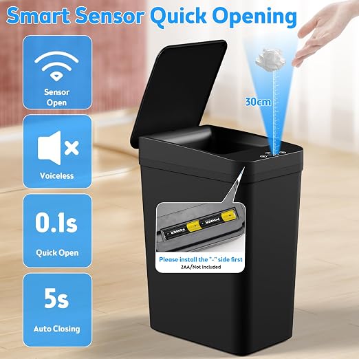 Bathroom Trash Can with Lid, 2 Pack 4 & 2.2 Gallon Automatic Touchless Garbage - Image 7