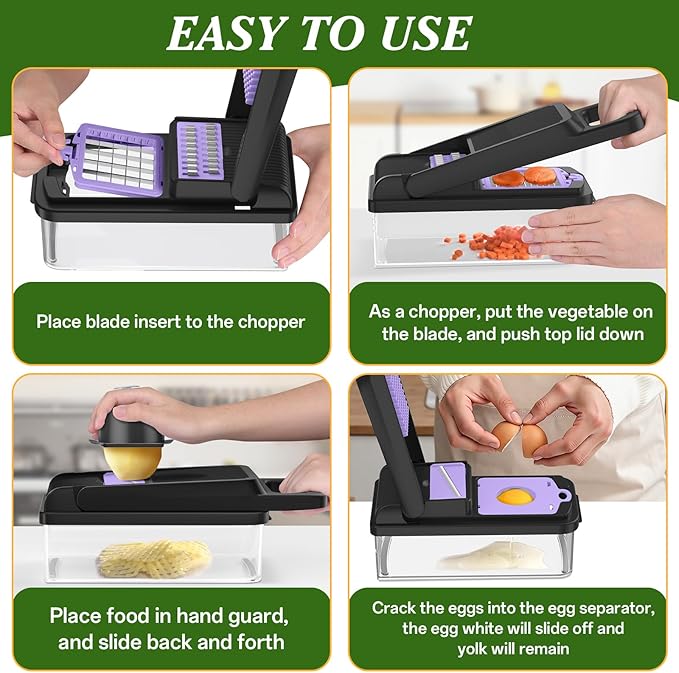 HomeHacks Vegetable Chopper Vegetable Cutter, 12 in 1 Kitchen Gadget, Onion - Image 6