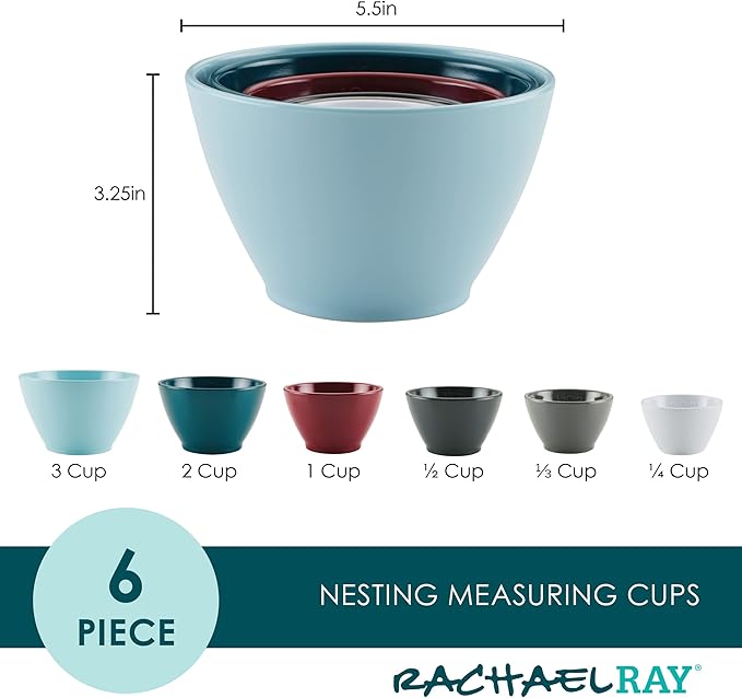 Rachael Ray Tools and Gadgets Nesting/Stackable Measuring Cups Set, 6 Piece - Image 2