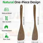 Ecavria 2PCS Wooden Spatula, 12.8IN Wooden Flat Frying Spatulas, Long Handle - Image 4
