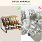 YATINEY Spice Rack, 4 Tier Wooden Display Riser Stand, Kitchen Storage Organizer - Image 4