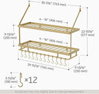 KES 30-Inch Gold Pot Rack Wall Mounted, 2-Tier Hanging Pot and Pan Organizer - Image 6