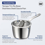 Tramontina Tempo Tri-Ply Base Stainless Steel 2-Quart Small Sauce Pan - Image 3